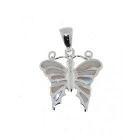 Pendentif Argent 925 Nacre en forme de papillon. Dimensions du pendentif (bélière incluse): 24 x 18 mm. 