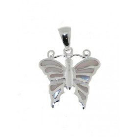 Pendentif Argent 925 Nacre forme papillon Dimensions du pendentif (bélière incluse): 24 x 18 mm 