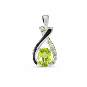 Pendentif Argent Péridot Ovale Motif Argent serti d une pierre taille ovale 7x5mm 8 petites pierres rondes Dimensions du p...