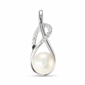 Pendentif Argent Perle Culture Oxyde zirconium Motif 24x10mm serti d oxydes zirconium Perle culture 8mm Dimensions du pend...