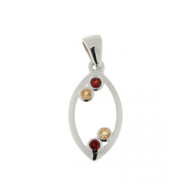 Pendentif Argent 925 pierres fines (citrine grenat ) serti quatres petites pierres 1.5mm