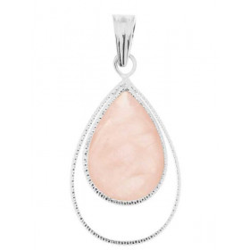 Pendentif Argent Quartz Rose Poire 20x15mm