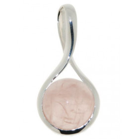 Pendentif Argent Quartz rose Rond 12mm