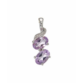 Pendentif Argent Rhodié 2 Améthystes Ovales Pendentif serti 2 pierres ovales Dimensions des pierres : 6x4mm Dimensions du ...