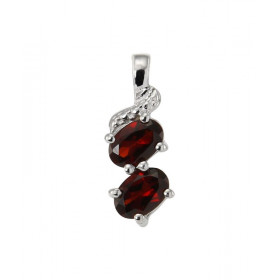 Pendentif Argent Rhodié 2 Grenats Ovales Pendentif serti 2 pierres ovales Dimensions des pierres : 6x4mm Dimensions du pen...