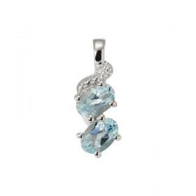 Pendentif Argent Rhodié 2 Topazes Bleues Traitées Ovales Pendentif serti 2 pierres ovales Dimensions des pierres : 6x4mm D...