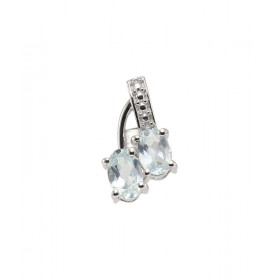 Pendentif Argent Rhodié 2 Topazes Bleues Traitées Ovales Pendentif serti 2 pierres ovales Dimensions des pierres : 6x4mm D...