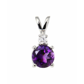 Pendentif Argent Rhodié Améthyste Ronde 8mm Oxyde Pendentif serti d une pierre ronde 8mm d un oxyde rond 3mm Dimensions du...