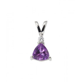 Pendentif Argent Rhodié Améthyste Trillion 7x7mm Oxyde Pendentif serti d une pierre taille trillion 7x7mm d un oxyde rond ...