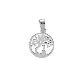 Pendentif argent rhodié composé d un arbre vie dans un cercle 12mm diamètre Longueur bélière incluse : 20mm