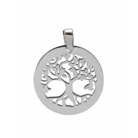 Pendentif argent rhodié composé d un arbre vie dans un cercle 20mm diamètre Longueur bélière incluse : 25mm