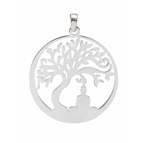 Pendentif argent rhodié composé d un arbre vie dans un cercle 30mm diamètre Longueur bélière incluse : 37mm