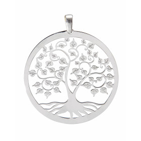 Pendentif argent rhodié composé d un arbre vie dans un cercle 30mm diamètre Longueur bélière incluse : 37mm