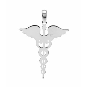 Pendentif argent rhodié représentant le caducée Symbole du corps médical des pharmaciens Dimensions du pendentif : 25x34mm...