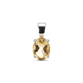 Pendentif argent rhodié 925 composé d une citrine ovale 6x8mm Largeur : 6mm Longueur totale (bélière incluse) : 13mm