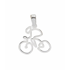 Pendentif argent rhodié cycliste