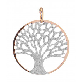 Pendentif Argent Rhodié Rosé Arbre De Vie Pailleté 28mm Pendentif argent rhodié composé d un arbre vie pailleté dans un ce...