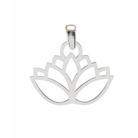 Pendentif argent rhodié forme fleur lotus ajourée Dimensions du pendentif : 22x22mm (bélière incluse)