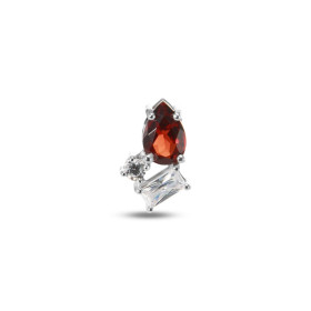 Pendentif argent rhodié 925 composés d un grenat forme poire 4x6mm, d un oxyde zirconium rectangulaire 4x2mm d un oxyde 2m...