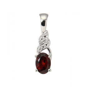 Pendentif Argent Rhodié Grenat Ovale 7x5mm Pendentif serti d une pierre ovale 7x5mm Dimensions du pendentif (bélière inclu...