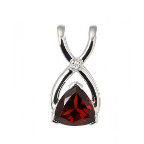 Pendentif Argent Rhodié Grenat Trillion 7x7mm Oxyde Pendentif serti d une pierre taille trillion 7x7mm d un oxyde rond 1,5...