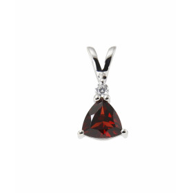 Pendentif Argent Rhodié Grenat Trillion 7x7mm Oxyde Pendentif serti d une pierre taille trillion 7x7mm d un oxyde rond 2,5...