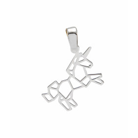  Pendentif argent rhodié forme licrone origami Dimensions du pendentif : 15x21mm (bélière incluse) 