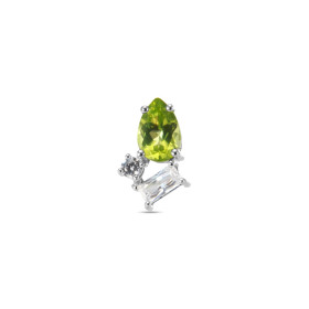 Pendentif argent rhodié 925 composés d un péridot forme poire 4x6mm, d un oxyde zirconium rectangulaire 4x2mm d un oxyde 2...