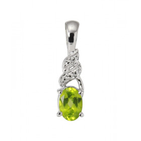 Pendentif Argent Rhodié Péridot Ovale 7x5mm Pendentif serti d une pierre ovale 7x5mm Dimensions du pendentif (bélière incl...