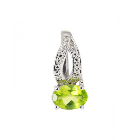 Pendentif Argent Rhodié Péridot Ovale 7x5mm Pendentif bélière perlée serti d une pierre ovale 7x5mm Dimensions du pendenti...
