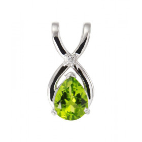  Pendentif Argent Rhodié Péridot Poire 9x7mm Oxyde Pendentif serti d une pierre forme poire 9x7mm d un oxyde rond 1,5mm Di...