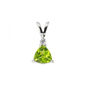 Pendentif Argent Rhodié Péridot Trillion 7x7mm Oxyde Pendentif serti d une pierre taille trillion 7x7mm d un oxyde rond 2,...