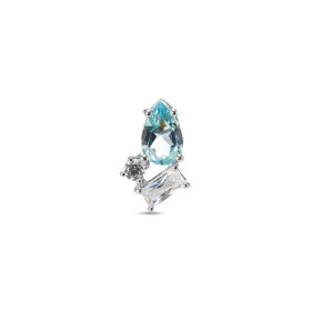 Pendentif argent rhodié 925 composés d une topaze beue forme poire 4x6mm, d un oxyde zirconium rectangulaire 4x2mm d un ox...