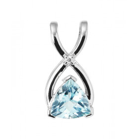 Pendentif Argent Rhodié Topaze Bleue Traitée Trillion 7x7mm Oxyde Pendentif serti d une pierre taille trillion 7x7mm d un ...