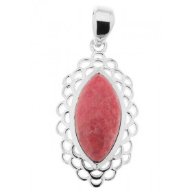 Pendentif en Argent et Rhodonite. Ce pendentif est serti d'une pierre taille marquise mesurant 16x8mm. Elle est maintenue ...