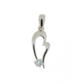 Pendentif Argent 925 Topaze Bleue , motif fantaisie serti d une pierre 3mm Dimensions du pendentif : 25x9mm(Bélière incluse)