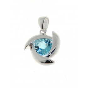 Pendentif Argent 925 Topaze Bleue serti d une pierre 8 mm Dimensions du Pendentif (bélière incluse) : 23 x 17mm 