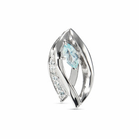 Pendentif Argent Topaze bleue traitée Navette Motif Argent serti d une pierre taille navette 6x3.5mm 7 petites pierres ron...