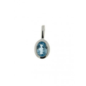 Pendentif Argent 925 Topaze Bleue 7x5mm - serti clos 