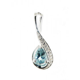 Pendentif Argent Topaze Bleue Traitée Poire et Oxyde