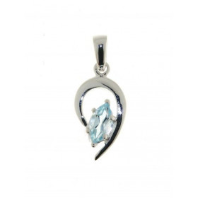 Pendentif Argent Topaze Bleue Traitée