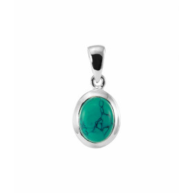  Pendentif Argent 925 Turquoise Pierre ovale 9x7mm Hauteur bélière : 20mm 