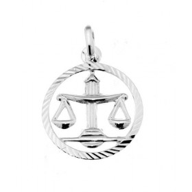 Pendentif Zodiaque Balance Argent 925 Diamètre : 16mm Dimensions du pendentif : 22x16mm Le signe astrologique est au centr...