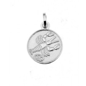 Pendentif Zodiaque Cancer en Argent 925. Diamètre : 12mm. Dimensions du pendentif : 18x12mm. Effet 2 tons : le fond du pen...