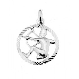 Pendentif Zodiaque Sagittaire Argent 925 Diamètre : 16mm Dimensions du pendentif : 22x16mm Le signe astrologique est au ce...
