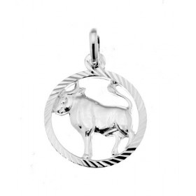 Pendentif Zodiaque Taureau Argent 925 Diamètre : 16mm Dimensions du pendentif : 22x16mm Le signe astrologique est au centr...