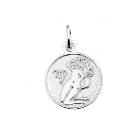 Pendentif Zodiaque Vierge en Argent 925. Diamètre : 12mm. Dimensions du pendentif : 18x12mm. Effet 2 tons : le fond du pen...