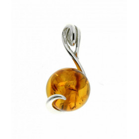 Pendentif boule d'ambre sur Argent 925. Pendentif en Argent 925 et Ambre de couleur cognac. Boule d'ambre de 10mm de diamè...