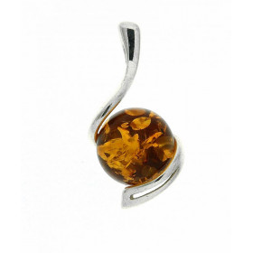 Pendentif Boule d'ambre sur Argent 925