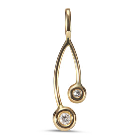 Pendentif or jaune serti deux diamants (0,10 0,03 carat) Dimensions du pendentif : 30x9mm Poids Diamant : 0,03+0,10 carats 